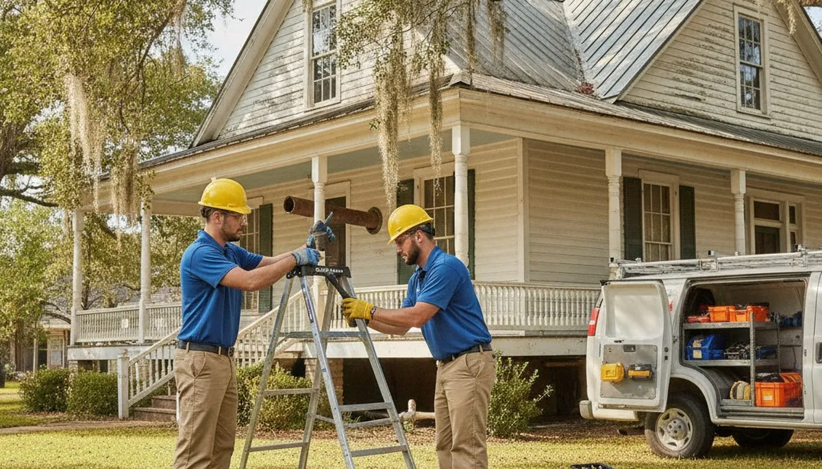 Plumber repairing a leak in Lafayette, LA for plumbing repair service