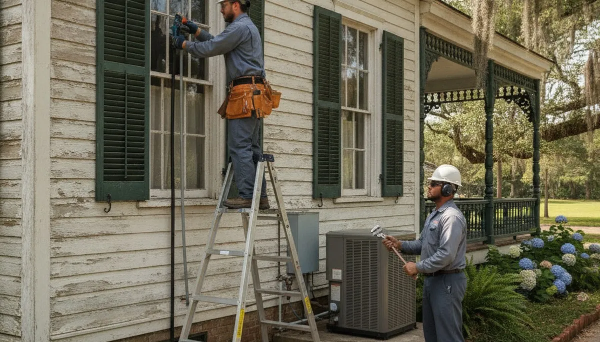 Plumber repairing a leak in Lafayette, LA for plumberslafayettela-new.com