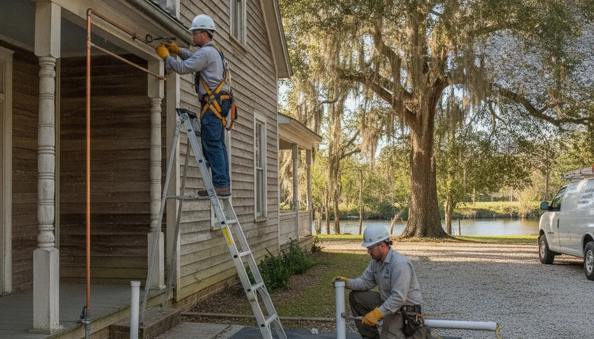 Plumber repairing pipes in Lafayette, LA for residential plumbing service