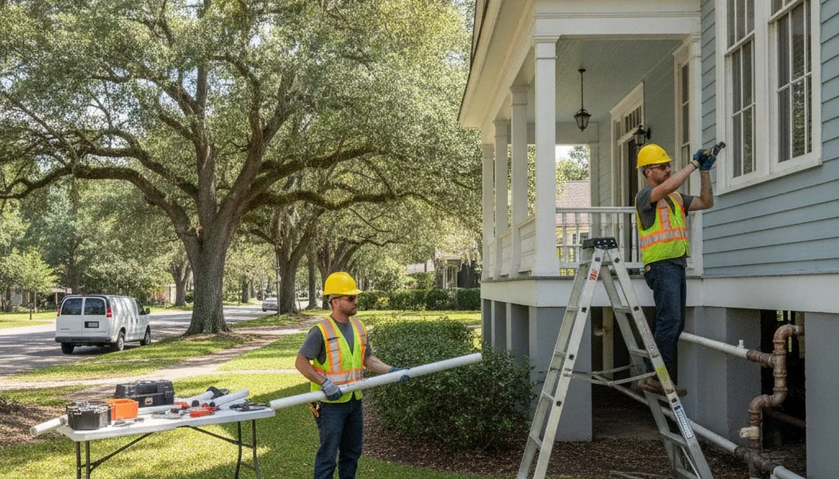 Lafayette, LA plumber repairing a residential pipe for plumbing repair service