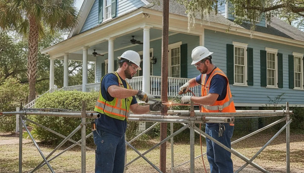 Plumber repairing pipe in Lafayette, LA for emergency plumbing service