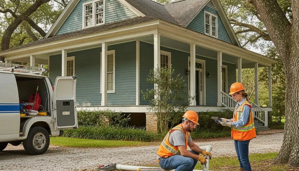 Plumber repairing a leak in Lafayette, LA, for plumbing repair service call
