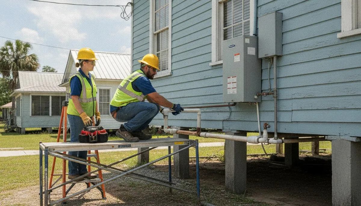 Plumber repairing a pipe in Lafayette, LA for local plumbing repair service