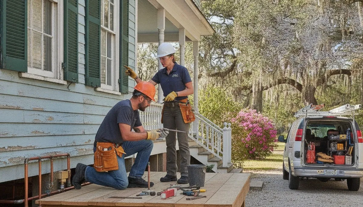 Lafayette, LA plumbing repair technician fixing a residential leak with professional tools