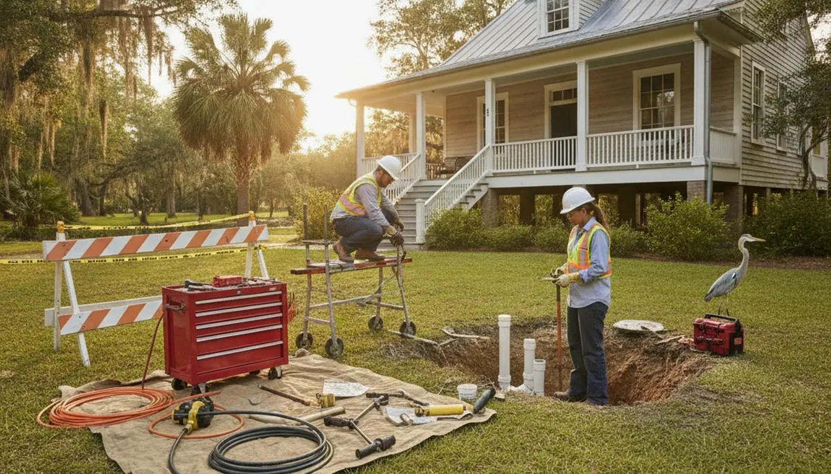 Plumber repairing a leak in Lafayette, LA for plumbing repair service