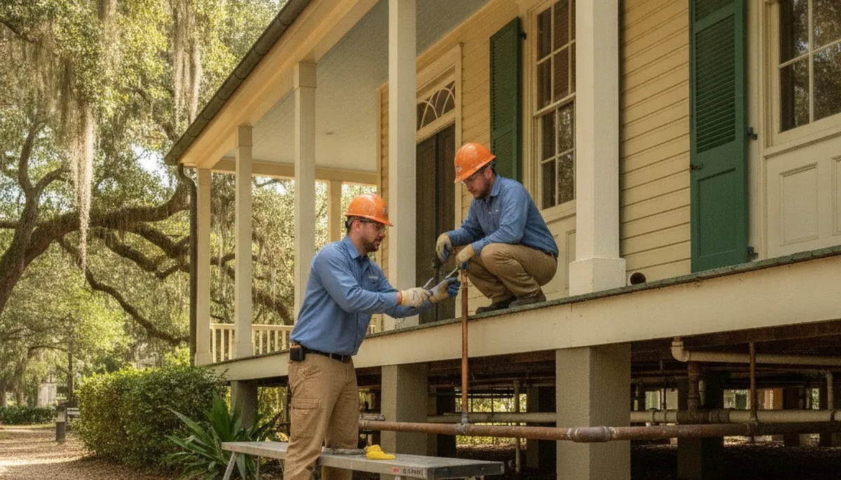 Plumber repairing a leak in Lafayette, LA for plumbing repair service