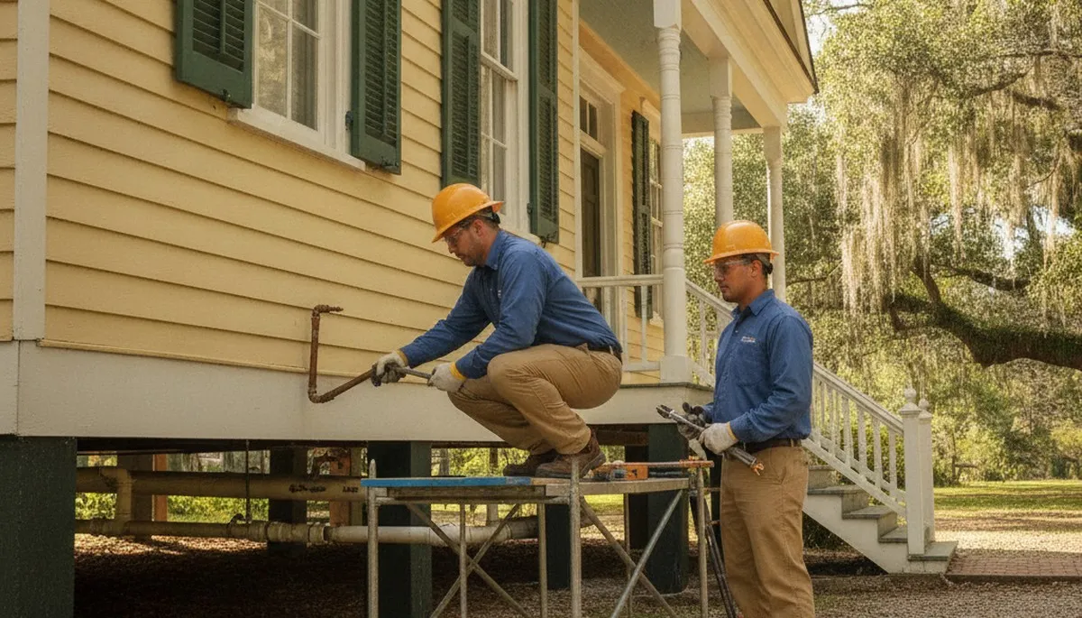 Plumber repairing a leak in Lafayette, LA for fast plumbing repair services