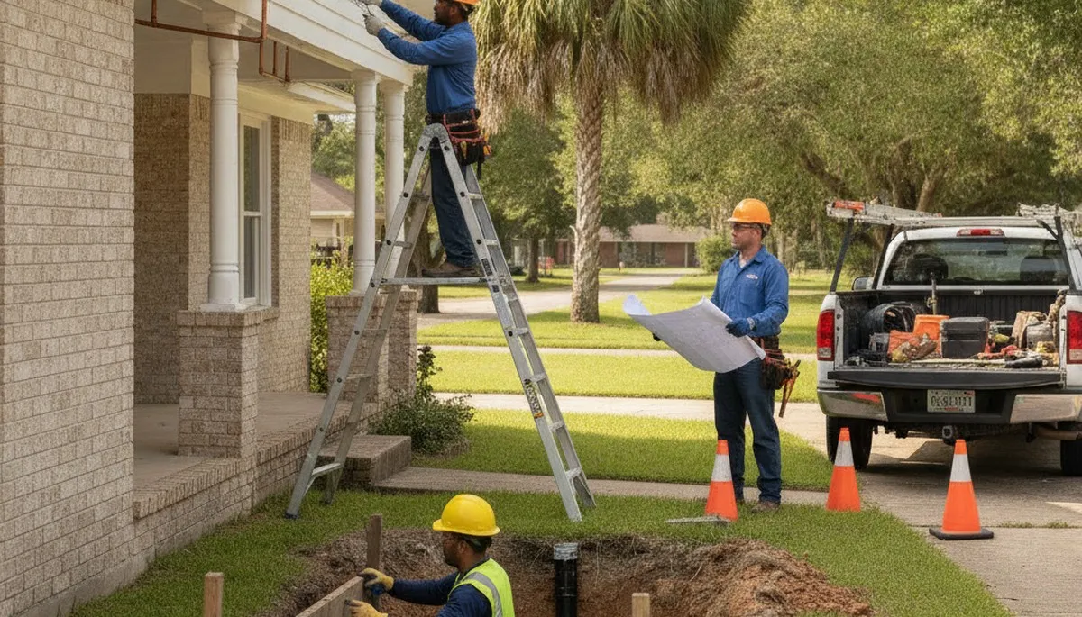Lafayette, LA plumber repairing a pipe for residential plumbing service