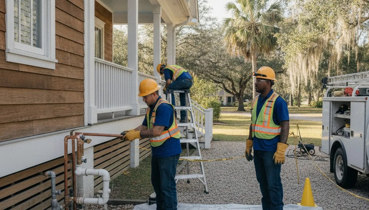 Plumber repairing a pipe in Lafayette, LA for plumbing repair services