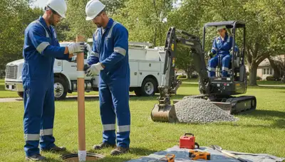 Septic repair technician servicing a Lafayette, LA home sewer system for On Call Plumbers