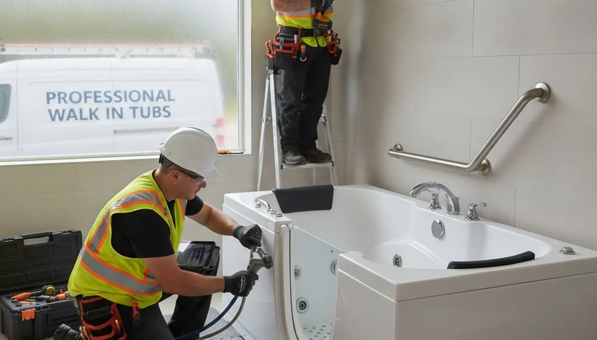 Lafayette, LA plumber installing walk-in tub for safer, comfortable home bathing